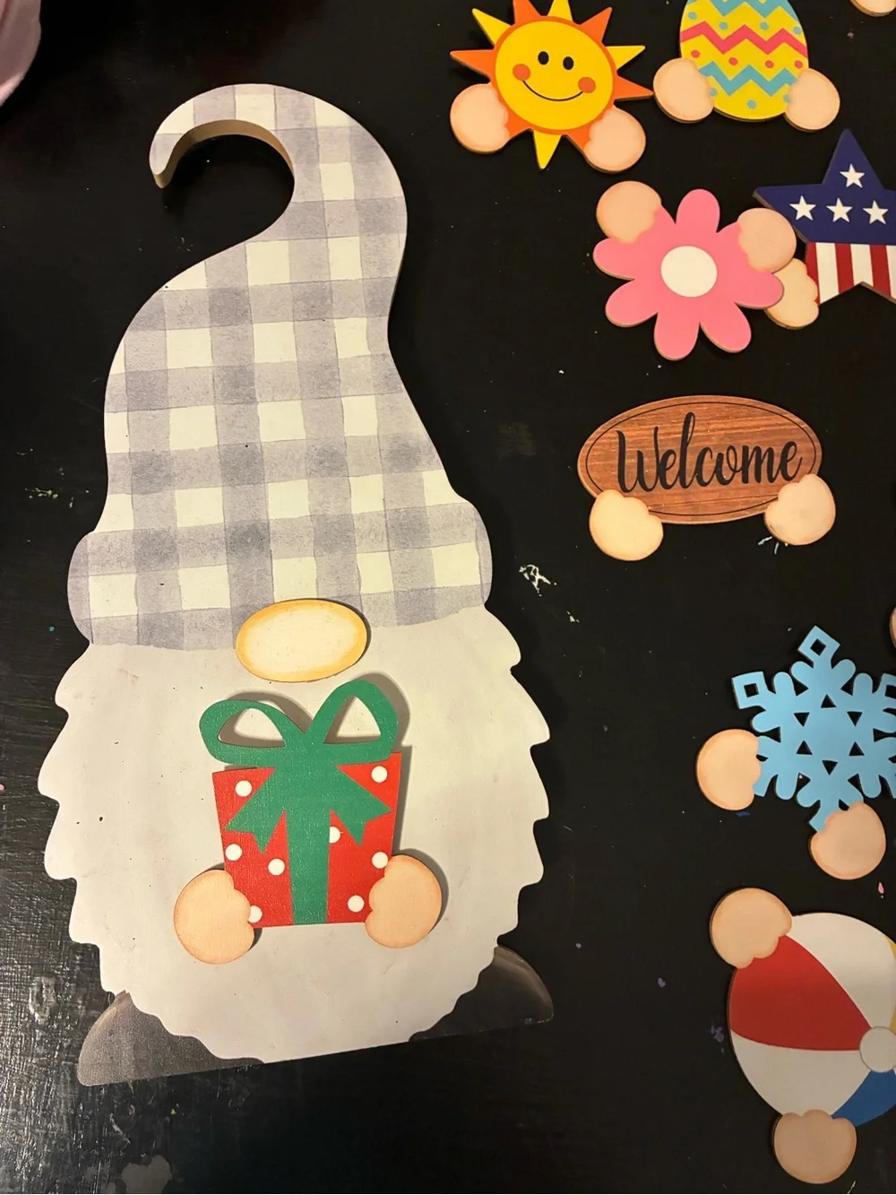 Wooden Gnome Interchangeable Holiday Door Hanger